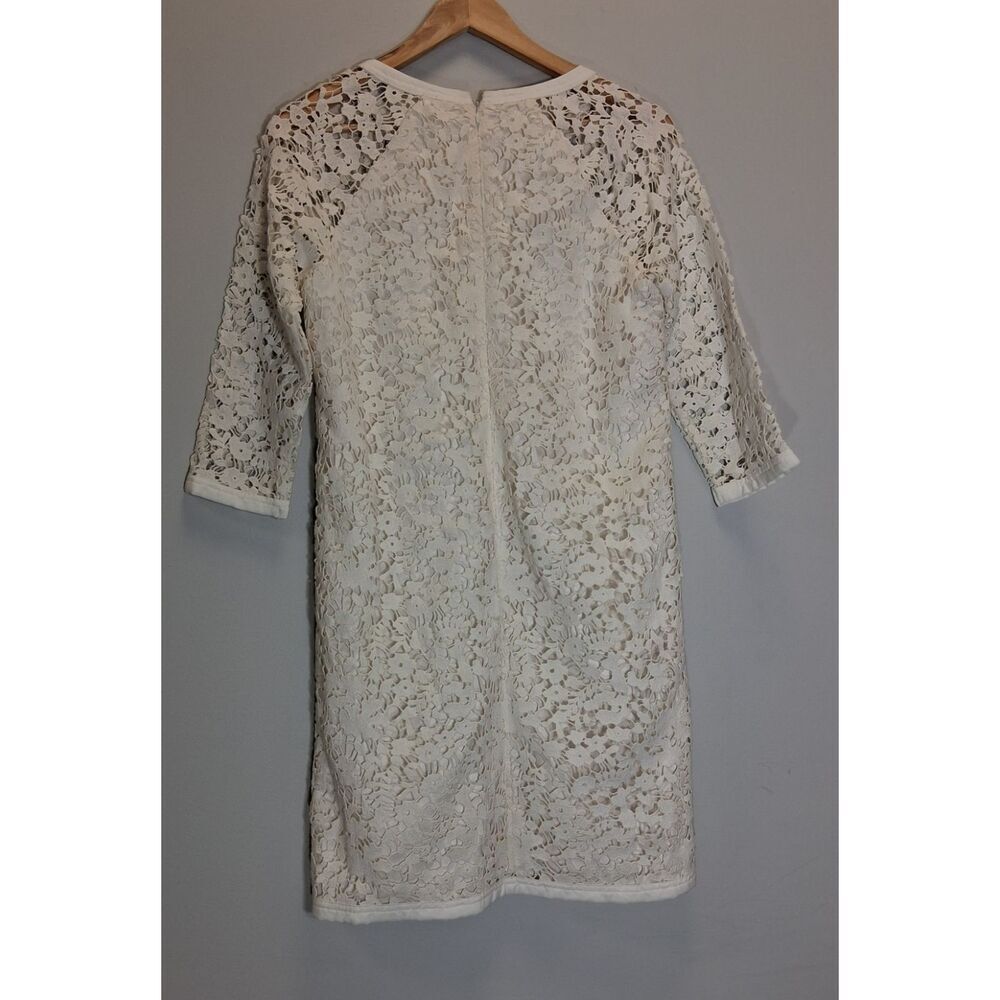Ann Taylor womens size 4 dress ivory lace eyelet sheath off white - Picture 6 of 9